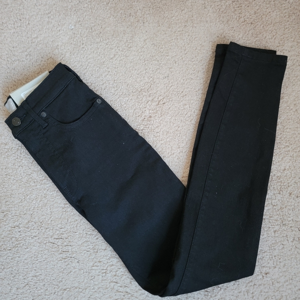 NWT Everlane the High Rise Skinny Jeans Black, High stretch 25 regular